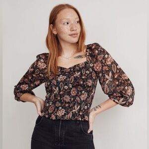 Madewell Lucie Smocked Top in Floral Sz M